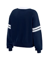 Wear by Erin Andrews Women's Navy Penn State Nittany Lions Lace-Up Pullover Sweater