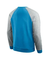 Fanatics Men's Blue/Heather Gray Detroit Lions Colorblock Pullover Sweatshirt