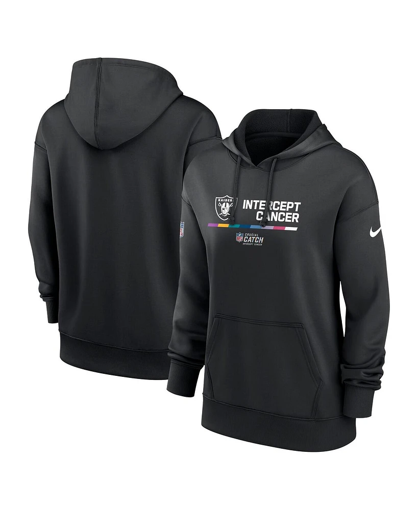 Nike Women's Black Las Vegas Raiders Nfl Crucial Catch Therma Performance Pullover Hoodie