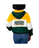 Wear by Erin Andrews Women's Green Bay Packers Color Block Full-zip Windbreaker Jacket