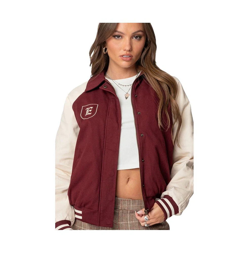 Edikted Women's Varsity Oversized Bomber Jacket