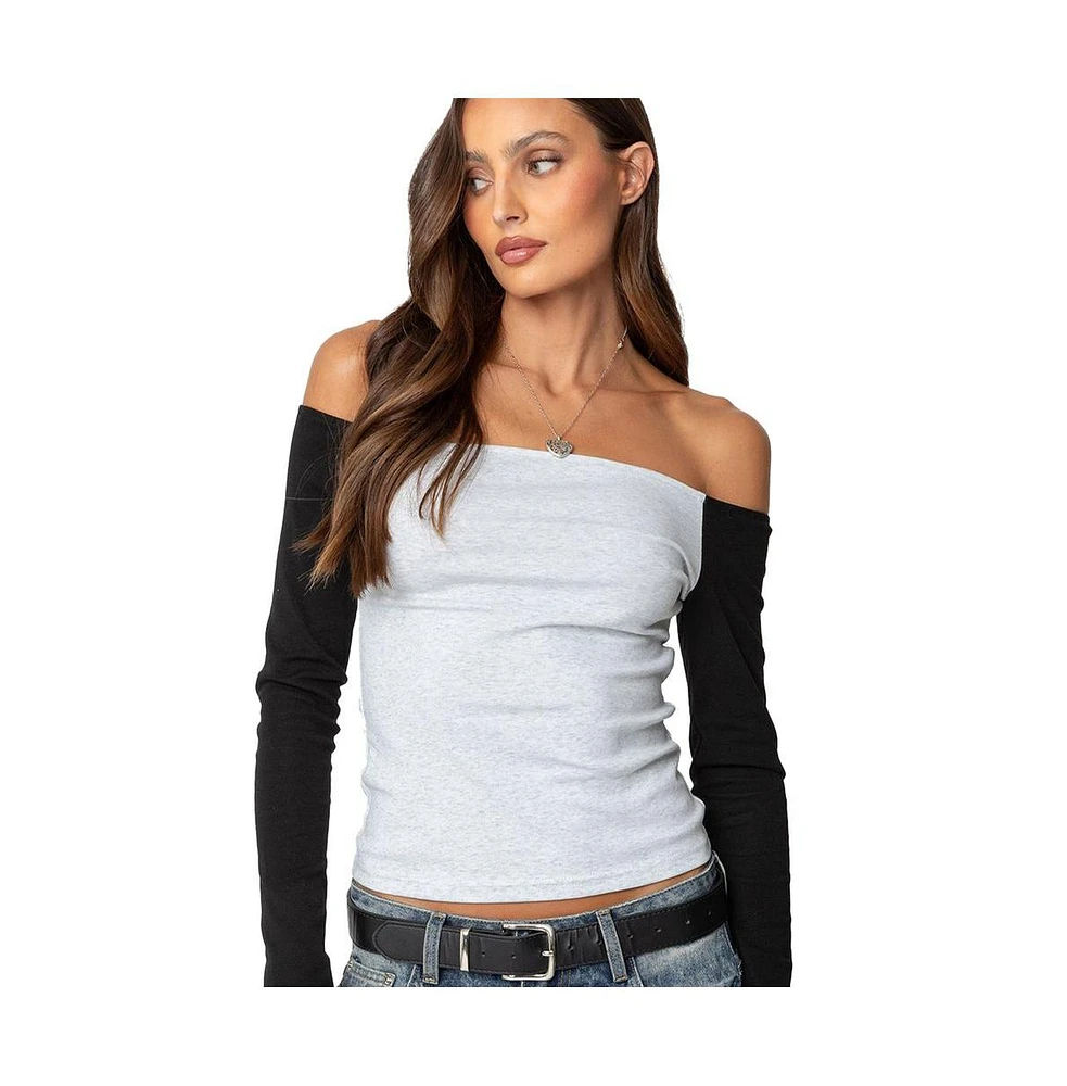 Edikted Women's Contrast Off Shoulder Top