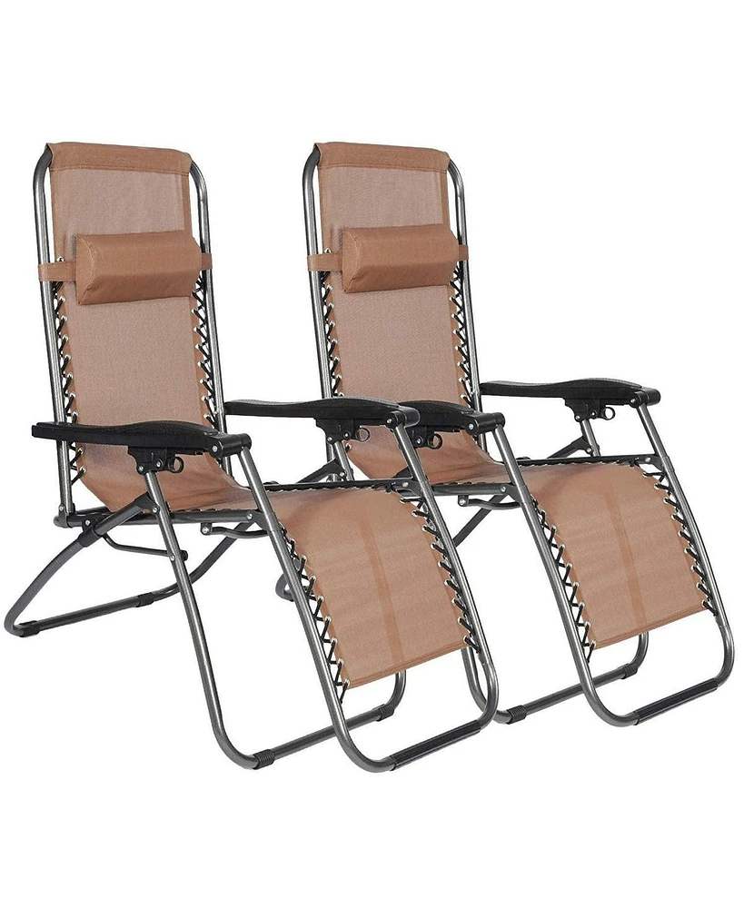 Slickblue Zero Gravity Reclining Lounge Patio Chairs, Brown