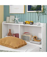 Slickblue Twin Bed with Bookcase, Twin Trundle, and Drawers - Stylish White Bedroom Furniture for Space-Saving Storage