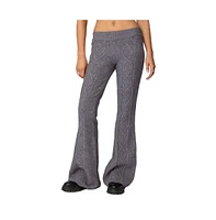 Edikted Women's Ray Cable Knit Flared Pants