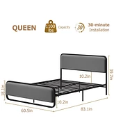 gaomon Queen Size Bed Frame with Upholstered Headboard and Footboard, Heavy Duty Platform Metal Bed Frame