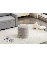 Streamdale Furniture Soft Velvet Round Ottoman Footrest Stool,Light Gray