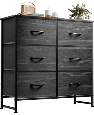 Wlive Fabric Dresser for Bedroom 6 Drawer Double Storage Tower with Bins Chest of Drawers Closet Living Room Hallway