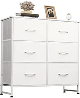 Wlive Fabric Dresser for Bedroom 6 Drawer Double Storage Tower with Bins Chest of Drawers Closet Living Room Hallway