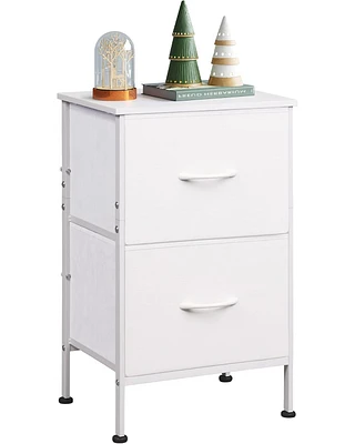 Wlive Nightstand with 2 Drawers Bedside Furniture Night Stand Small Dresser for Bedroom College Dorm End Table Fabric Bins Dormitory