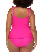 Raisins Curve Trendy Plus Size Andressa Ruffled Tankini Top Costa Ruched Bikini Bottoms