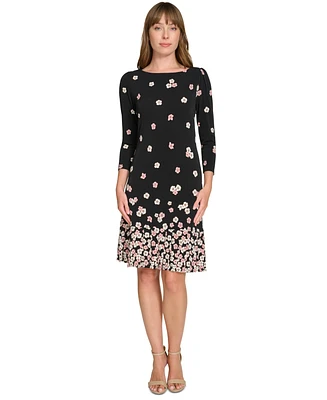 Tommy Hilfiger Women's Floral-Print Pleated-Hem Shift Dress