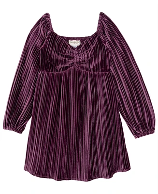 Rare Editions Big Girls Searington Road Pleated Velvet Baby Doll Dress