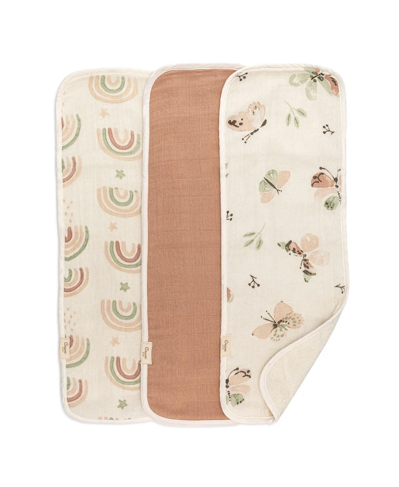 Crane Baby Parker Burp Cloth Rainbow/Butterfly 3-Piece Set