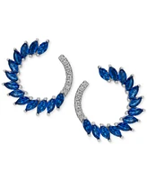 Blue Spinel (1-1/5 ct. t.w.) & Lab Grown White Sapphire (1/20 ct. t.w.) Marquise Spiral Hoop Earrings in Sterling Silver , 0.67"