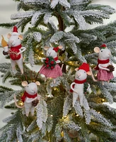 Primitives by Kathy Set of 5 Hanging Felt Christmas Mice Figurines