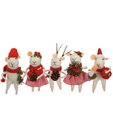 Primitives by Kathy Set of 5 Hanging Felt Christmas Mice Figurines