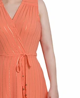 Ny Collection Women's Sleeveless Surplice Vertical Stripe Dress