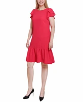 Ny Collection Women's Double Layer Flutter Sleeve Dress