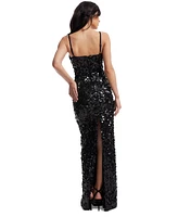 Dress the Population Women's Cammie Plunge Sequin Gown