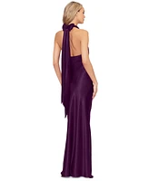 Betsy & Adam Women's Halter-Neck Sleeveless Satin Gown