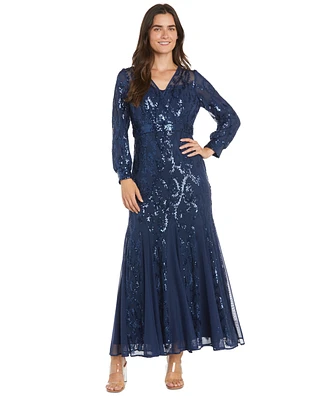 R & M Richards Petite Sequined Gown