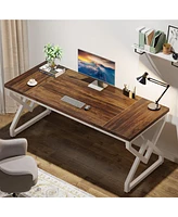 Tribesigns Large Office Computer Desk with Extra Thick Wooden Tabletop and Metal Frame, 63 Inch Executive Desk for Home Office