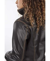 Atrio Women's Eugenia Leather Jacket, Classic cut. By Atrio