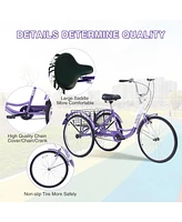 Adult Tricycle Trikes,3-Wheel Bikes,24 Inch Wheels Cruiser Bicycles with Large Shopping Basket for Women and Men