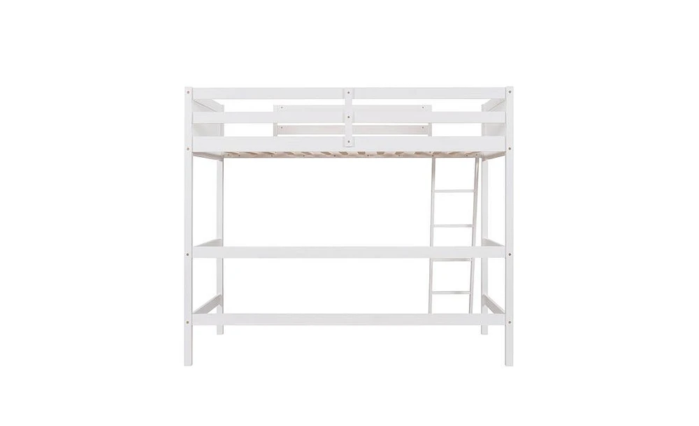 Slickblue Solid Wood Twin Loft Bed with Ladder - Space-Saving Elevated Bed Frame for Kids' or Teens' Bedroom