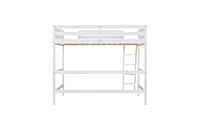 Slickblue Solid Wood Twin Loft Bed with Ladder - Space-Saving Elevated Bed Frame for Kids' or Teens' Bedroom