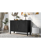 Slickblue Storage Cabinet Sideboard Wooden Cabinet with 2 Metal handles and 2 Doors for Hallway, Entryway, Living Room