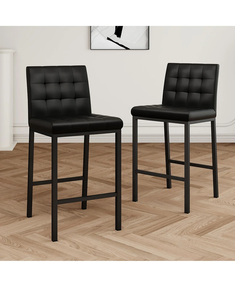 Streamdale Furniture Modern design High stool Metal legs Kitchen Restaurant Black pu bar chair, black spray painted chair legs, suitable for bar Cafe