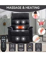 Grey Chenille Dual Motor Infinite Position Up to 350 Lbs Power Lift Recliner Chair with Power-Remote, Heat Massage and Heavy Duty Motion Mechanism