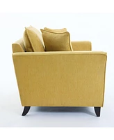 Oversized Armchair, Chenille Fabric, Comfy Accent Chair Single Sofa with Pillow for Living Room Bedroom Office Apartment, Yellow
