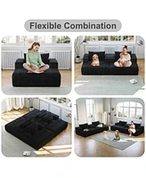 55-inch Chenille Sponge Sofa Lounge Chair,No Assembly Required,Fluffy Modern Sleeper Chair for Indoor Living Room Bedroom