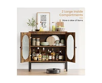 gaomon Buffet Cabinet, Rattan Storage Cabinet with Doors and Shelves, Accent Cabinet Sideboard