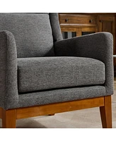 26.18" Wide Modern Accent Chair,Polyester Blend High Back Reading Chair, Upholstered Armchair Club Chair,Single Sofa with Wood Legs for Living Ro