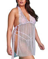 Hauty Women's Dotted Mesh Lingerie Set