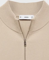 Mango Men's Zipped High Collar Sweater