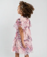 Rare Editions Little Girls Shimmer Floral Mesh Dress