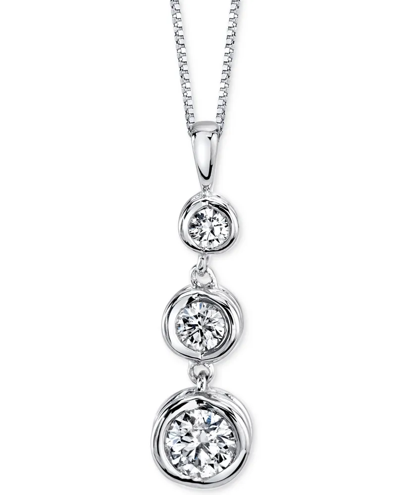 Sirena Energy Diamond Three-Stone Pendant Necklace (1/ ct. t.w.) in 14k Yellow Gold or White Gold