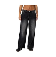 Edikted Women's Magda Low Rise Acid Wash Jeans