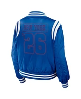 Wear by Erin Andrews Women's Blue New York Rangers Baller Full-Zip Bomber Jacket