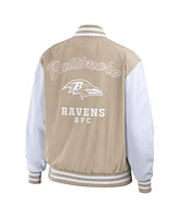 Wear by Erin Andrews Women's Tan Baltimore Ravens Tonal Full-Zip Bomber Jacket