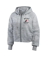 Wear by Erin Andrews Women's Heather Gray Miami Heat Speckled Radiator Full-Zip Hoodie