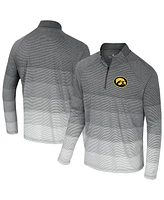 Colosseum Men's Gray Iowa Hawkeyes Ai Striped Mesh Quarter-Zip Raglan Windshirt