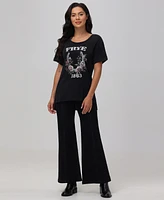 Frye Women's Roll-Cuff Crewneck Graphic T-Shirt