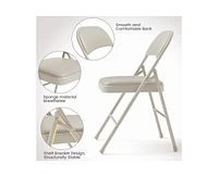 gaomon Pack Beige Folding Chairs With Padded Cushion and Back, Folding Chairs for Outside, Foldable Chairs With Metal Frame Hold Up to 350 Lbs