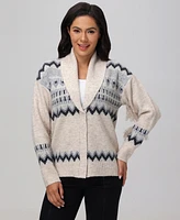 Frye Women's Fringe-Trim Fair Isle Shawl-Collar Cardigan